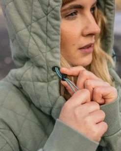 Clementine Recycled Quilted Popper Up Hoodie
