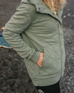 Clementine Recycled Quilted Popper Up Hoodie