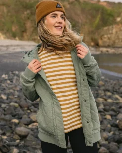 Clementine Recycled Quilted Popper Up Hoodie